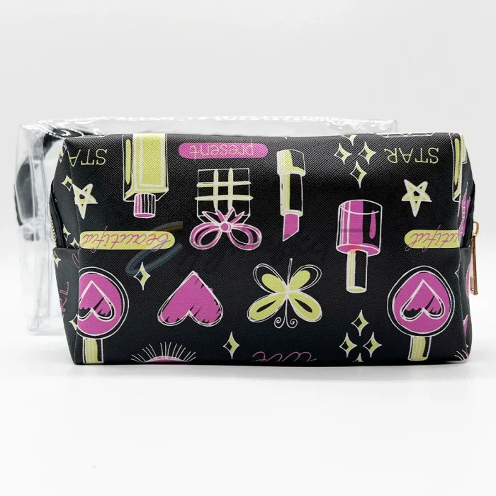 Makeup Bag Set Double Dose of Beauty Essential Makeup Bag Duos Clear & Chic - Image 10