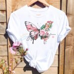White women's Butterfly T-Shirt - Image 4