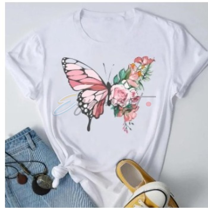White women's Butterfly T-Shirt - Image 7