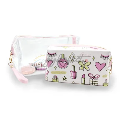 Makeup Bag Set Double Dose of Beauty Essential Makeup Bag Duos Clear & Chic