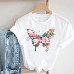 White women's Butterfly T-Shirt - Image 9