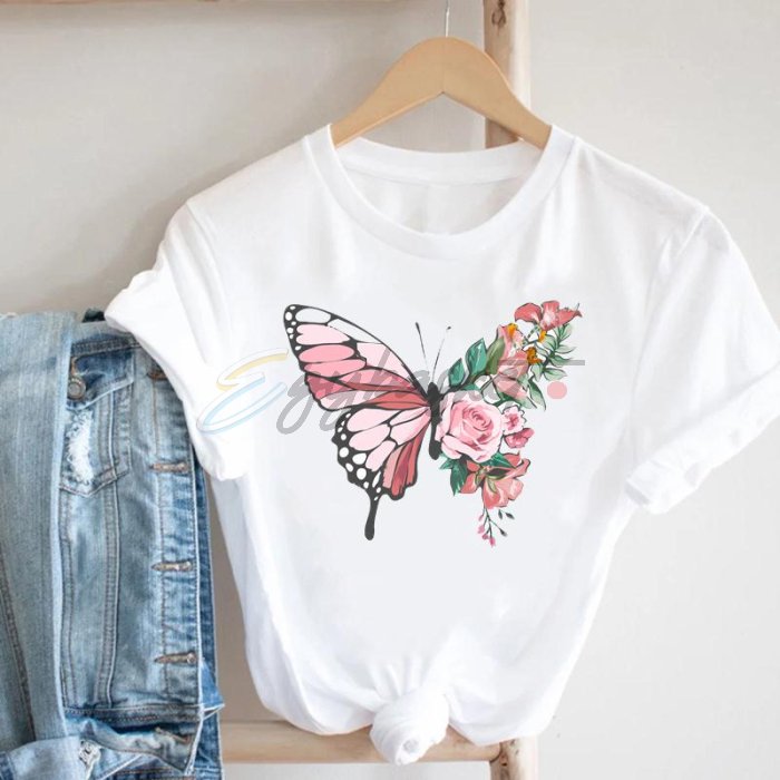 White women's Butterfly T-Shirt - Image 9