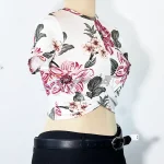 Shein Floral Wrap Crop Top - Image 3