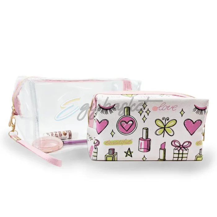 Makeup Bag Set Double Dose of Beauty Essential Makeup Bag Duos Clear & Chic - Image 4
