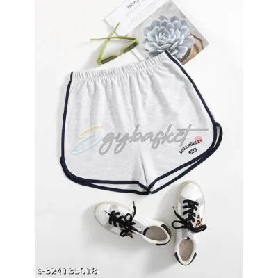 Women's stretch shorts with embroidered letters