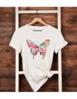 White women's Butterfly T-Shirt - Image 3