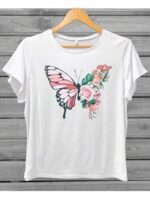 White women's Butterfly T-Shirt - Image 6