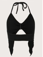 Asymmetric hem halter top - Image 8