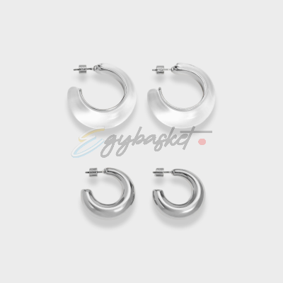 Stradivarius 2 Pairs Transparent Hoop Earrings