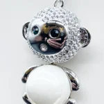 NEFERU Crystal Monkey Pop – Silver Spark Pendant - Image 2